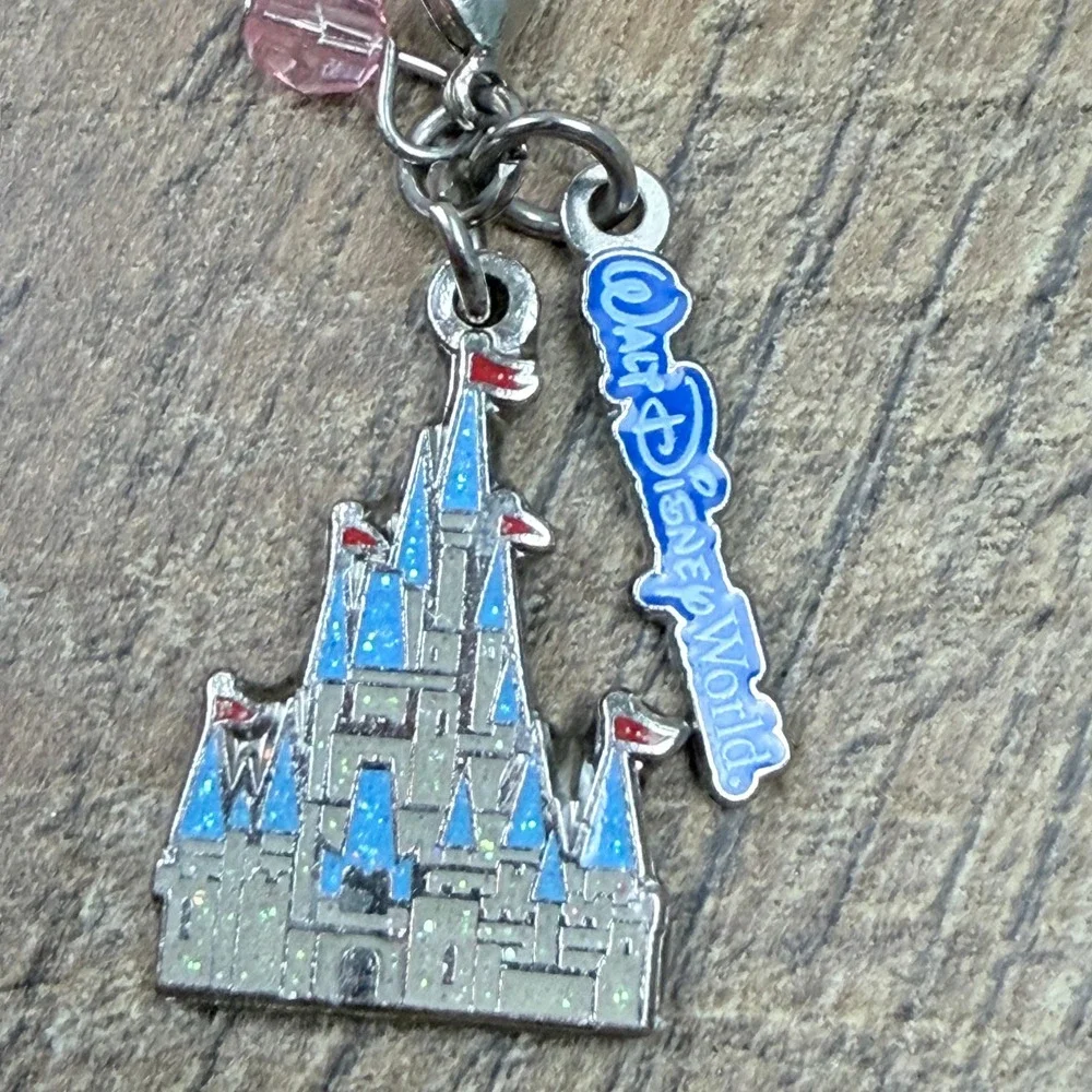 Disney Parks Charm Bracelet Princess Castle Elsa Ariel Belle Silver Tone Enamel
